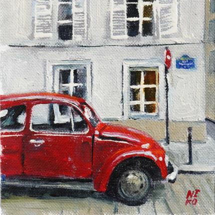 Pintura Paris 37 - Voiture rouge por Niko Marina  | Pintura Figurativo Aceite Urbano