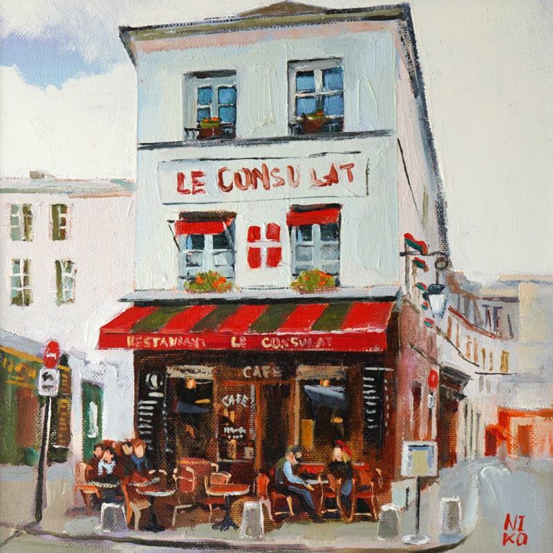 Painting Paris 19 - Le Consulat by Niko Marina | Painting Figurative Urban Oil