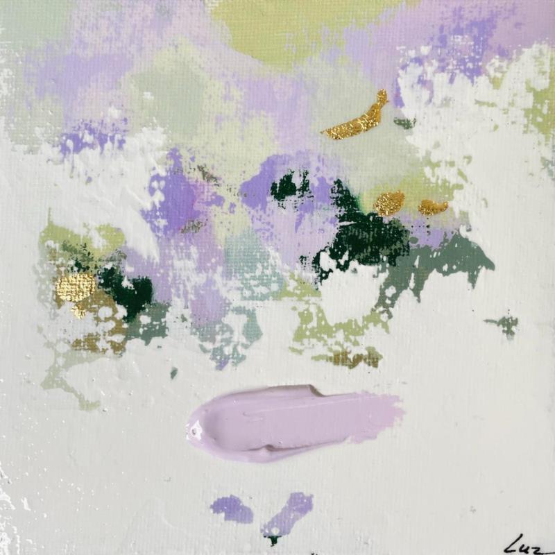 Pintura Pensées pour Cassandre por Luz Alexandra | Pintura Abstracto Minimalista Acrílico Pastel Hoja de oro