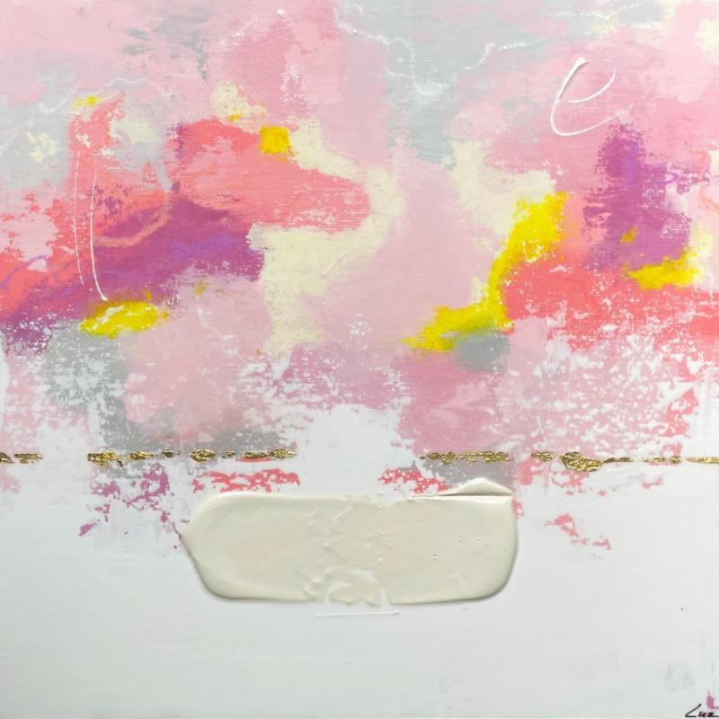 Pintura Douceur du cœur por Luz Alexandra | Pintura Abstracto Minimalista Acrílico Pastel Hoja de oro
