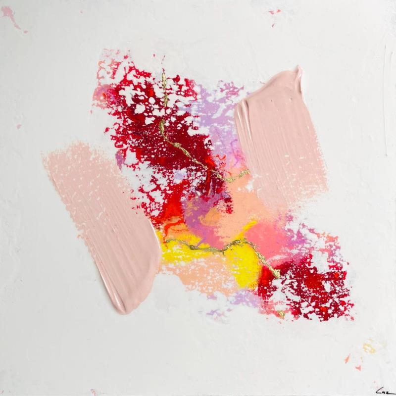 Pintura Mon amour de tous les jours por Luz Alexandra | Pintura Abstracto Minimalista Acrílico Pastel Hoja de oro