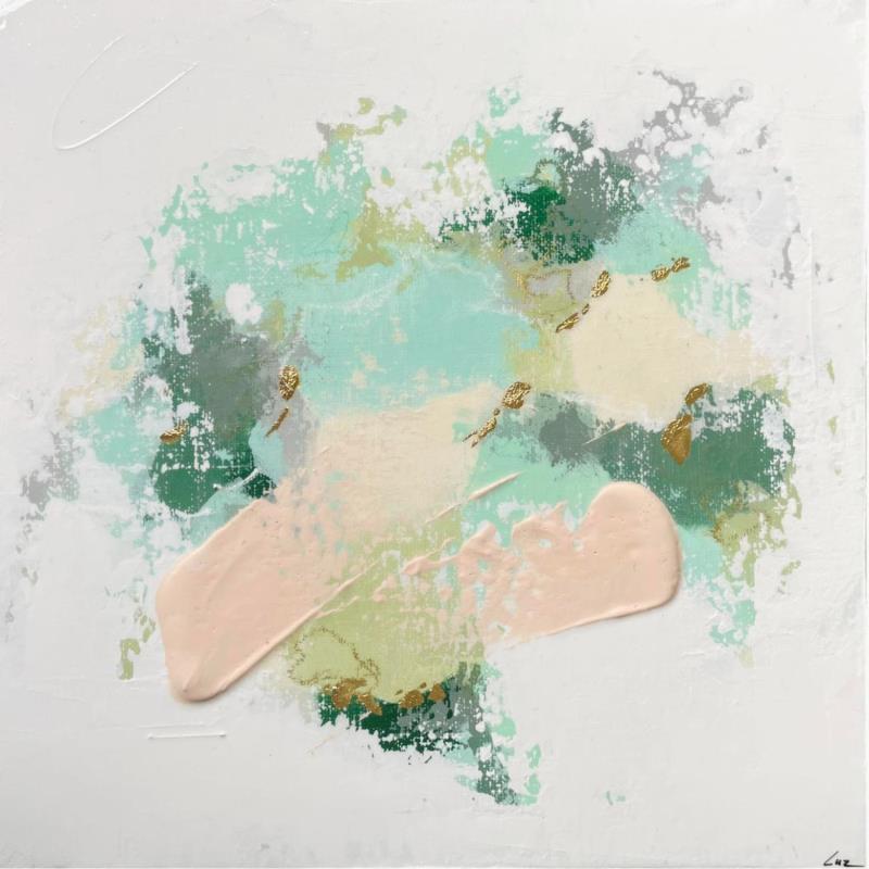 Painting Promenade dans les champs by Luz Alexandra | Painting Abstract Minimalist Acrylic Pastel Gold leaf