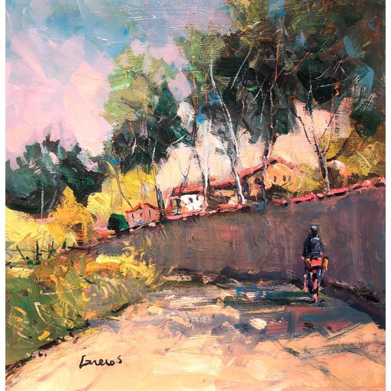 Painting A Bicyclette by Greco Salvatore | Painting Figurative Oil