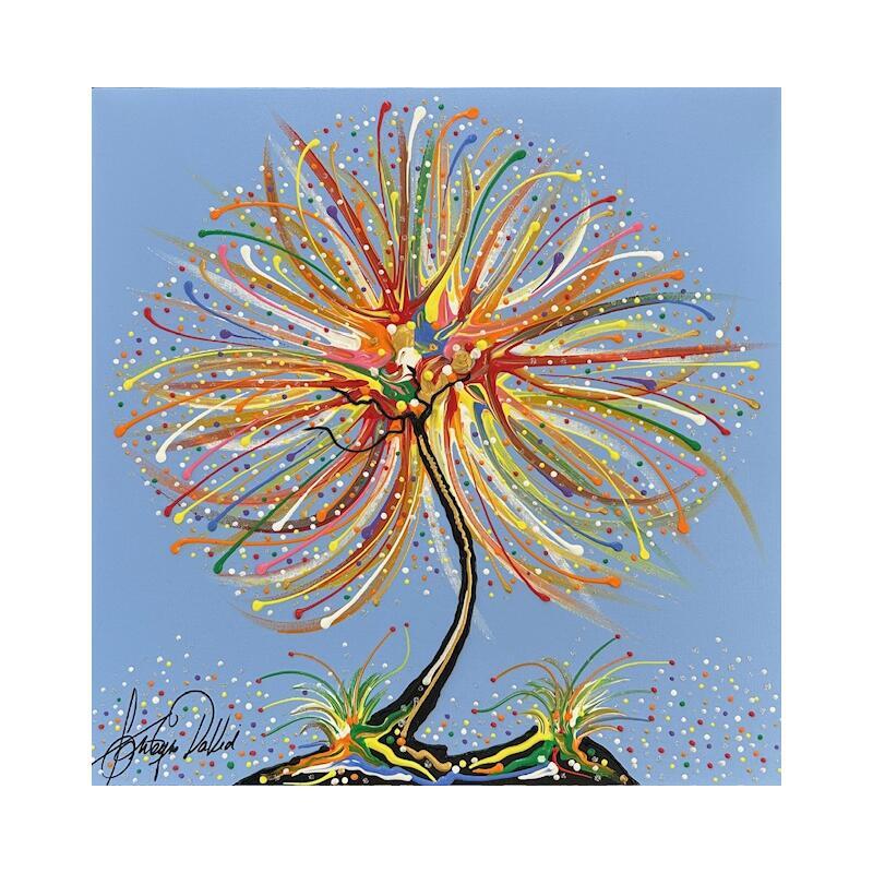 Painting L'arbre du bonheur bleu  by Fonteyne David | Painting Figurative Acrylic