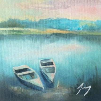 Gemälde Les deux barques von Jung François | Gemälde Figurativ Öl Landschaften, Natur