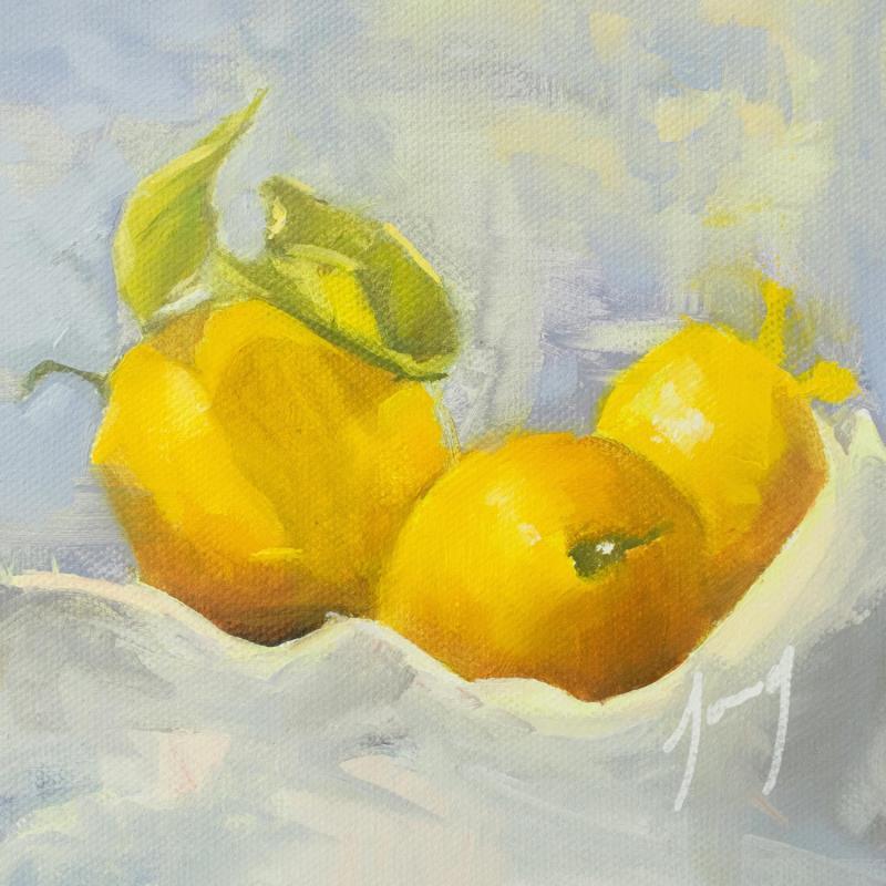 Painting Trois citrons by Jung François | Painting Figurative Still-life Oil