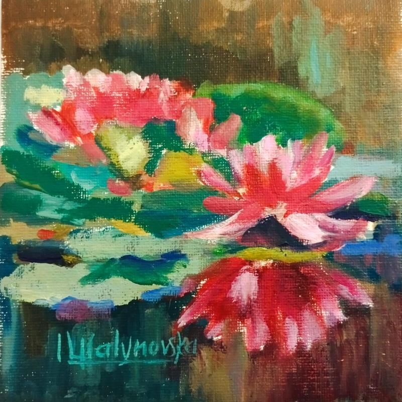 Peinture F1001 Réflexions de Nénuphars en Soirée par Malynovska Iryna | Tableau Impressionnisme Nature Huile