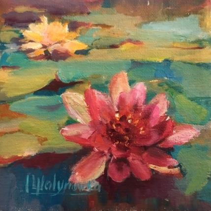 Peinture F1007 Harmonie Colorée des Nénuphars en Fleur par Malynovska Iryna | Tableau Impressionnisme Huile Nature