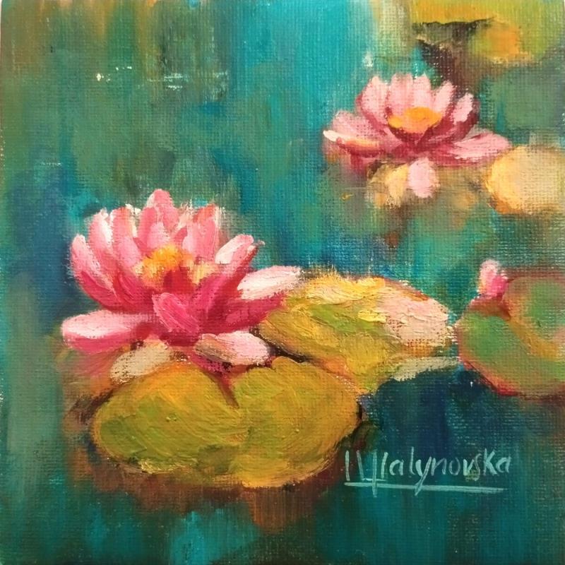 Peinture F1000 Éclat de Nénuphars au Crépuscule par Malynovska Iryna | Tableau Impressionnisme Nature Huile