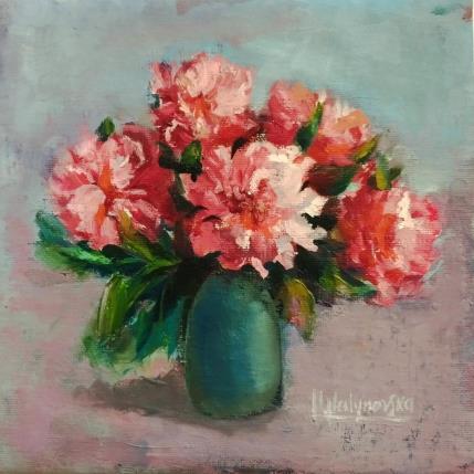 Painting F2004 Éclat de Pivoines en Vase de Verre by Malynovska Iryna | Painting Impressionism Oil Nature, Pop icons