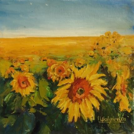 Painting F3007 Champ de Tournesols sous le Ciel d’Été by Malynovska Iryna | Painting Impressionism Oil Nature