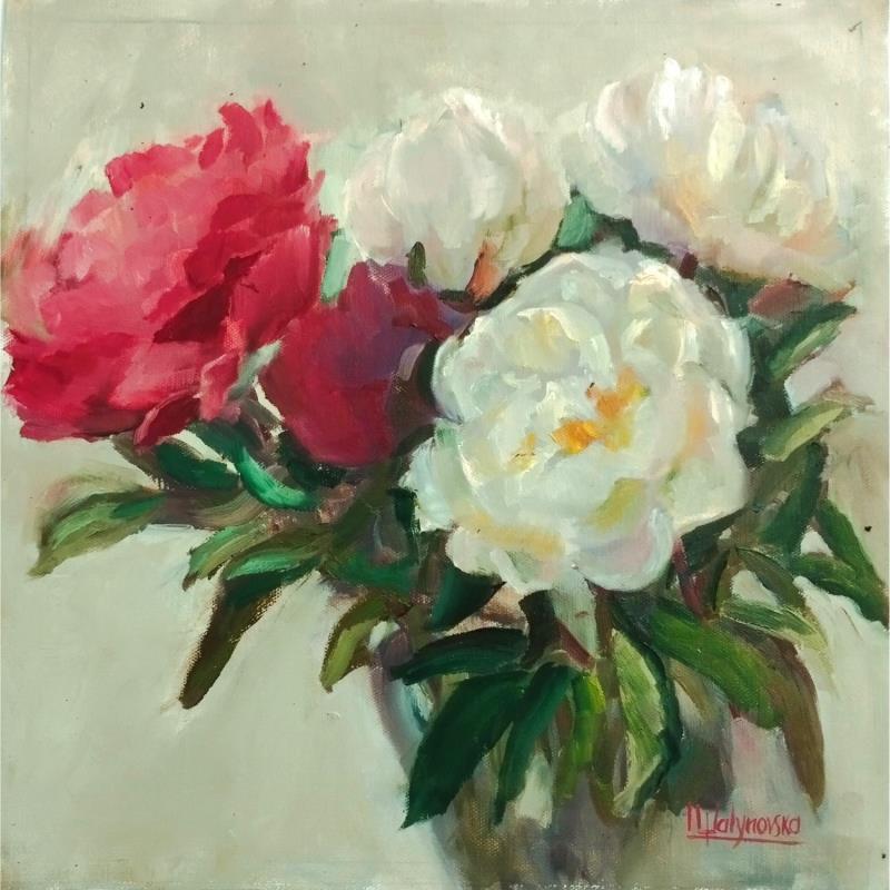Painting F4008 Pivoines en Éclat by Malynovska Iryna | Painting Impressionism Nature Oil