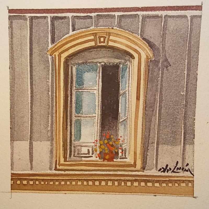 Painting Fenêtre  by De León Lévi Marcelo | Painting Figurative Urban Watercolor