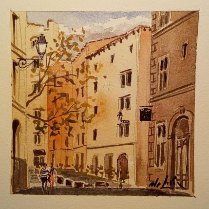 Painting Anti casque by De León Lévi Marcelo | Painting Figurative Watercolor Urban