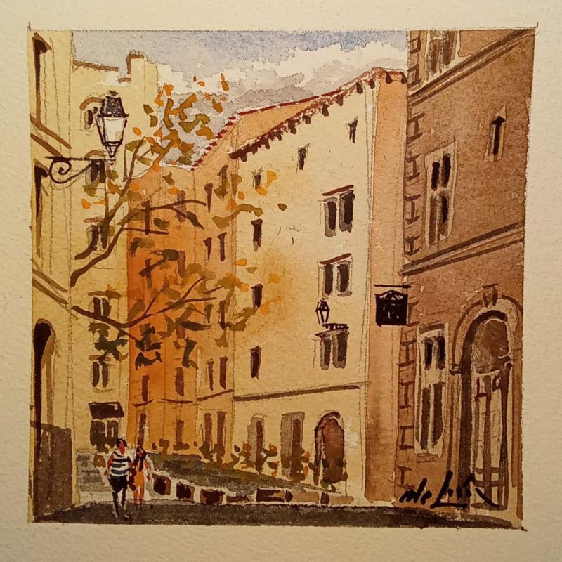 Painting Anti casque by De León Lévi Marcelo | Painting Figurative Urban Watercolor