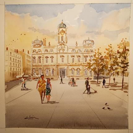 Peinture Hôtel de Ville 2 par De León Lévi Marcelo | Tableau Figuratif Aquarelle Urbain