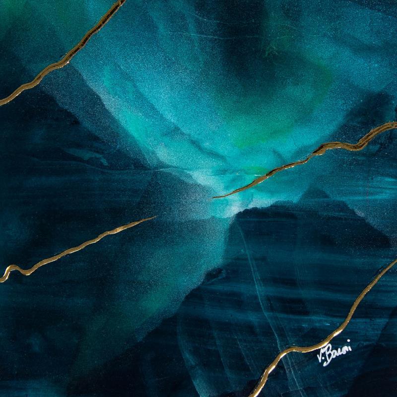 Peinture Abîme précieux par Baroni Victor | Tableau Abstrait Marine Minimaliste Acrylique Feuille d'or