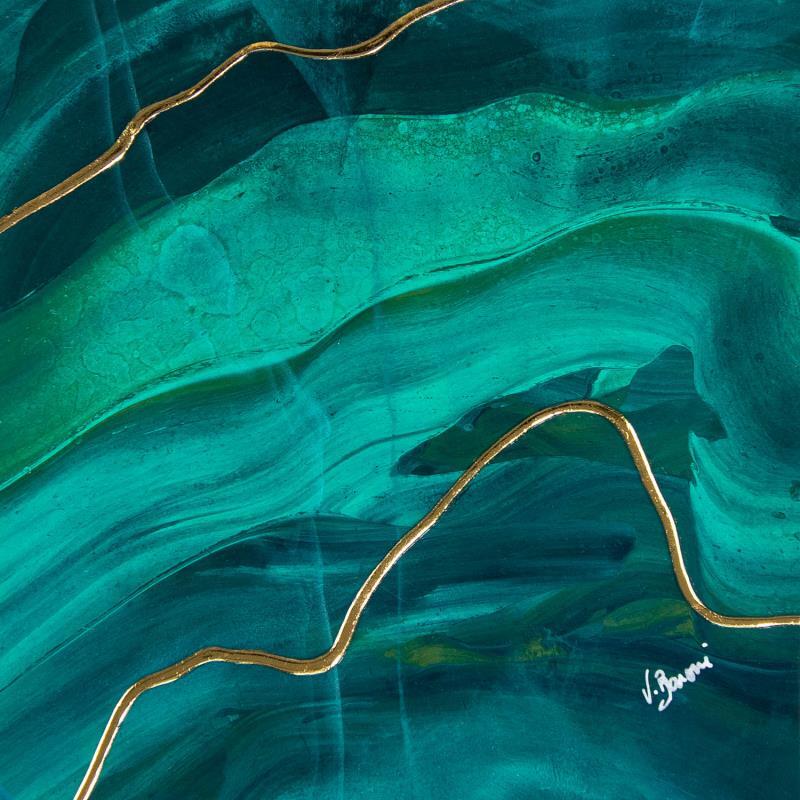 Gemälde Lagon précieux II von Baroni Victor | Gemälde Abstrakt Marine Minimalistisch Acryl Blattgold