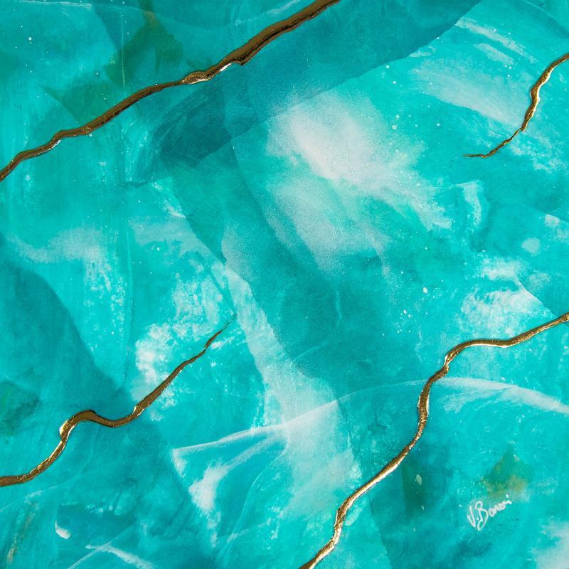Painting Trésor de lagon II by Baroni Victor | Painting Abstract Marine Minimalist Acrylic Gold leaf