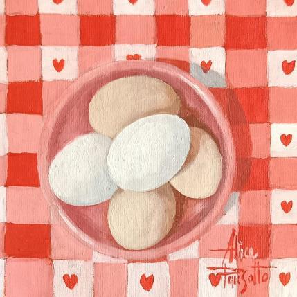Painting L'uovo e l'amore by Parisotto Alice | Painting Figurative Oil Black & White, Life style, Still-life