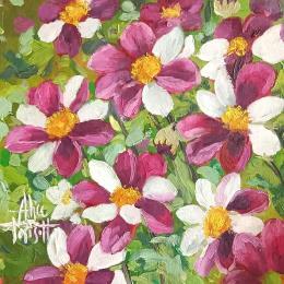 Painting Dalie by Parisotto Alice | Painting Figurative Oil Music, Nature, Still-life