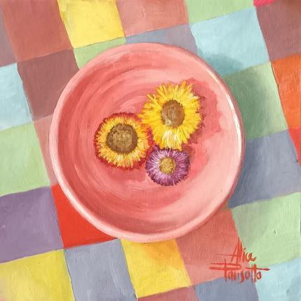 Painting Trois fleurs by Parisotto Alice | Painting Figurative Oil Pop icons