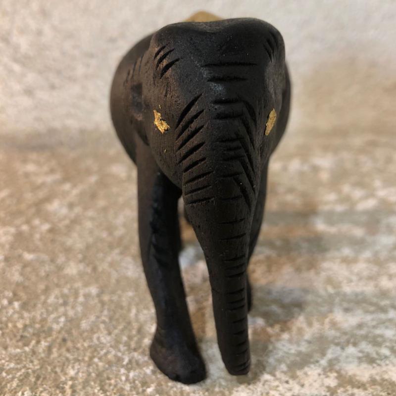 Sculpture Zao par Virginie Brunet | Sculpture Figuratif Animaux Bois Feuille d'or