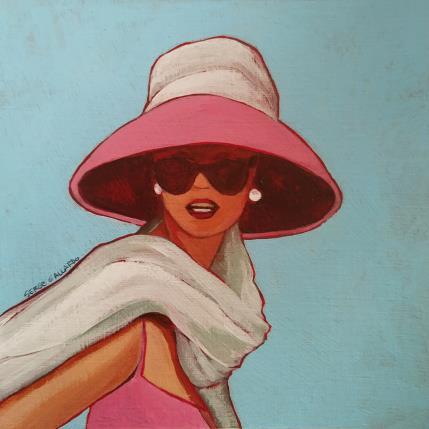 Painting Pénélope au Riva Beach... by Gallardo Serge | Painting Figurative Acrylic Life style
