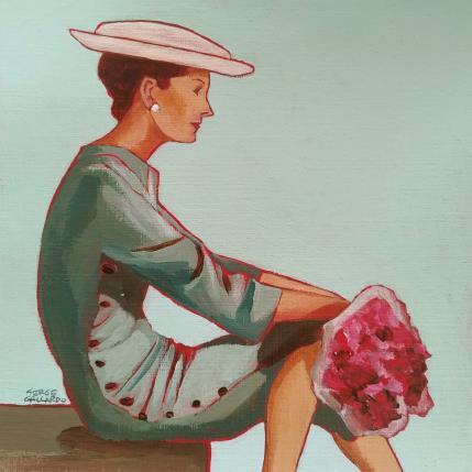 Peinture Pénélope et les fleurs... par Gallardo Serge | Tableau Figuratif Acrylique Scènes de vie