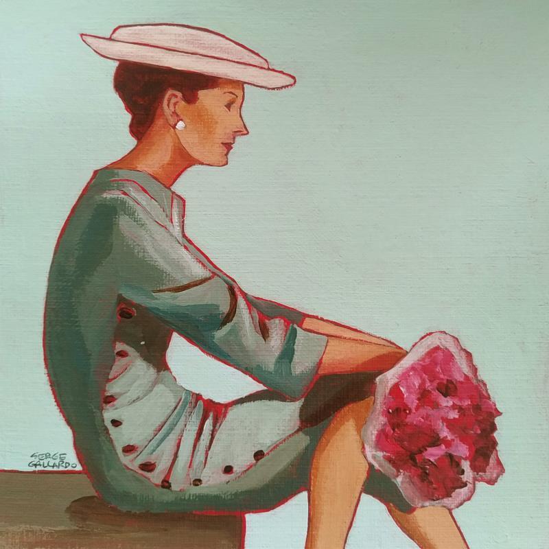 Peinture Pénélope et les fleurs... par Gallardo Serge | Tableau Figuratif Scènes de vie Acrylique