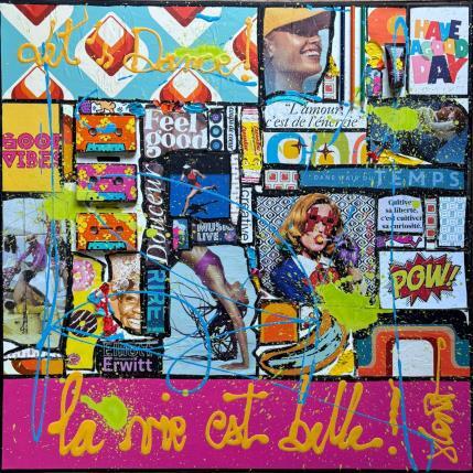 Peinture La vie est belle !(Let's dance !) par Costa Sophie | Tableau Pop-art Acrylique, Collage, Upcycling