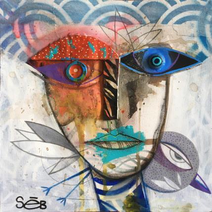 Pintura Vézéré por Seb | Pintura Arte bruto Acrílico Retrato