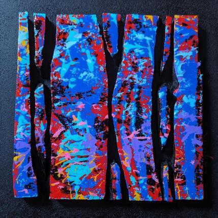 Peinture Bc7 touche bleu rouge turquoise par Langeron Luc | Tableau Matiérisme Acrylique, Bois, Résine