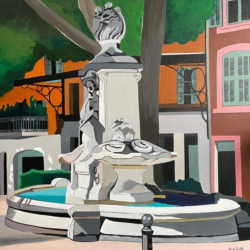 Peinture Fontaine d'Aix-en-Provence 2 par Du Planty Anne | Tableau Figuratif Urbain Architecture Acrylique