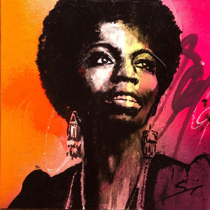 Peinture Nina Simone par Mestres Sergi | Tableau Pop-art Icones Pop Graffiti Acrylique