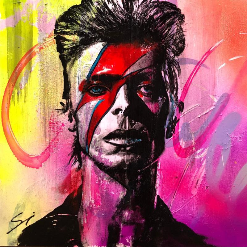 Painting Bowie by Mestres Sergi | Painting Pop-art Pop icons Graffiti Acrylic