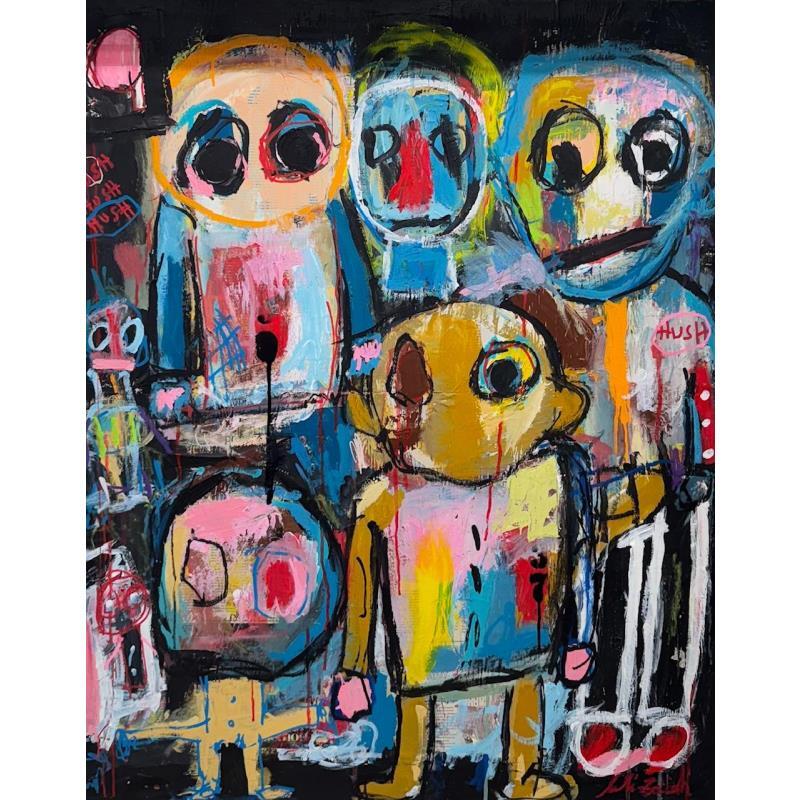 Peinture Hush par Zaïdi Larbi | Tableau Art Singulier Acrylique Posca Pastel