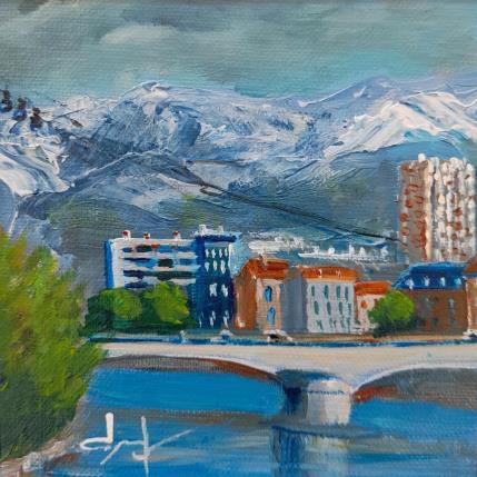 Painting Le pont de la citadelle de grenoble by Degabriel Véronique | Painting Realism Oil Urban