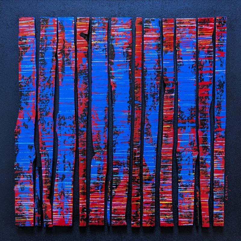 Painting Bc15 street fine rouge bleu by Langeron Luc | Painting Subject matter Wood Acrylic Resin