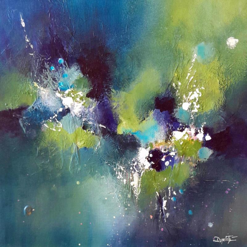Peinture Bleu fugitif par Dupetitpré Roselyne | Tableau Abstrait Minimaliste Acrylique
