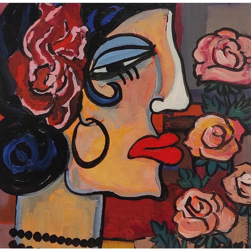 Pintura entre flores por Garcia Gallardo Mercedes | Pintura Figurativo Aceite