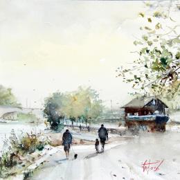Painting Promenade des gabares - Tours by Gutierrez | Painting