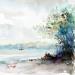 Painting Rêverie au bord de la Loire by Gutierrez | Painting Figurative Landscapes Watercolor