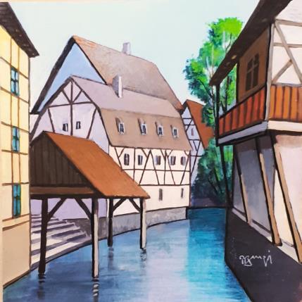 Painting AN211 ALSACE by Burgi Roger | Painting Figurative Acrylic Architecture, Marine, Urban