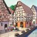 Painting AN201 ALSACE by Burgi Roger | Painting Figurative Urban Life style Architecture Acrylic