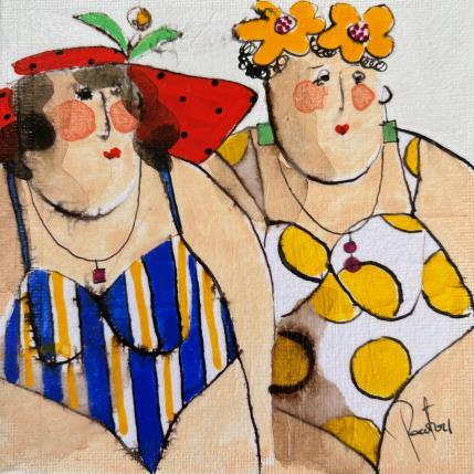 Painting Martine Myriam by Colombo Cécile | Painting Naive art Acrylic, Gluing, Ink, Pastel, Watercolor Portrait