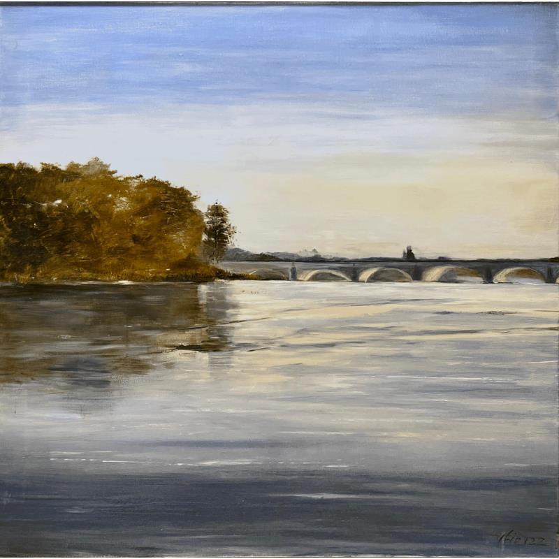 Peinture La Loire à Tours par Fièvre Véronique | Tableau Figuratif Acrylique