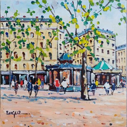 Gemälde PLACE DES ABBESSES A MONTMARTRE von Euger | Gemälde Figurativ Acryl Alltagsszenen, Gesellschaft, Urban