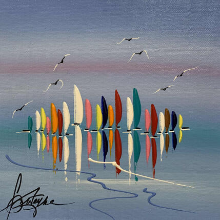 Painting Les Voiles bonbons à Nice by Fonteyne David | Painting Figurative Acrylic Pop icons