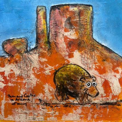 Painting Bear  and Cactus by Maury Hervé | Painting Raw art Pigments, Posca, Sand Animals